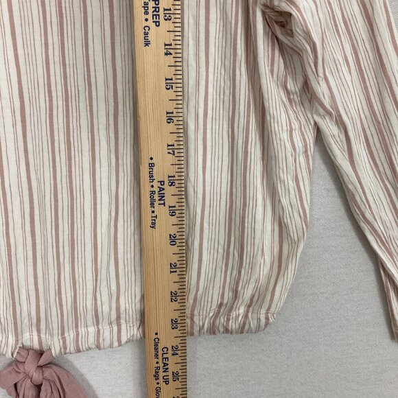 Eberjey Cream Striped Soft Stretch Knit Tie Waist Comfy Top Small Earthy - Picture 5 of 8